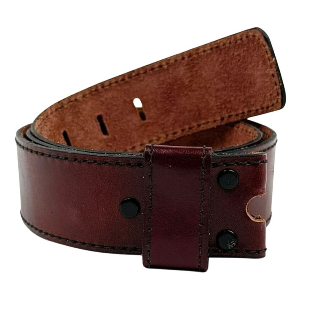 Bechelli Glazed Aniline Cowhide Leather Belt Strap Burgundy Size 34–36